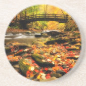 Hölzerne Brücke und Nebenfluss im Fall Getränkeuntersetzer (Vorne)