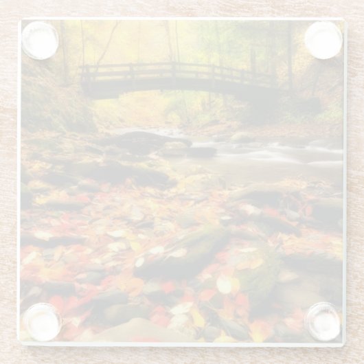 Hölzerne Brücke und Nebenfluss im Fall Glasuntersetzer (Rückseite)