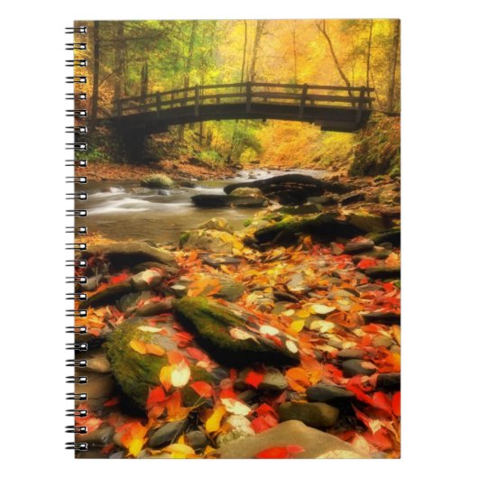 Hölzerne Brücke und Nebenfluss im Fall Notizblock (Vorderseite)
