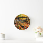 Hölzerne Brücke und Nebenfluss im Fall Runde Wanduhr (Zuhause)