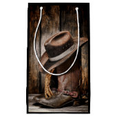 hölzerne Cowboystiefel der Westernlandbraunscheune Kleine Geschenktüte (Vorderseite)
