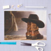 hölzerne Cowboystiefel der Westernlandbraunscheune Seidenpapier (Handwerk)