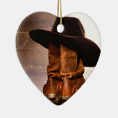 hölzerne Cowboystiefel der Westernlandhutscheune Keramik Ornament (Rechts)