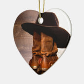 hölzerne Cowboystiefel der Westernlandhutscheune Keramik Ornament (Links)