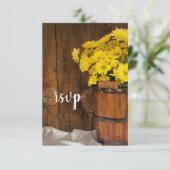 Hölzerne Eimer Gelbe Milchmäuse UAWG Hochzeiten RSVP Karte (Stehend Vorderseite)