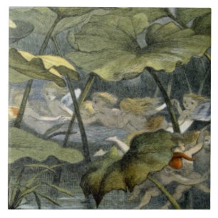 Hölzerne Elfe am Spiel, Illustration von 'in Fliese