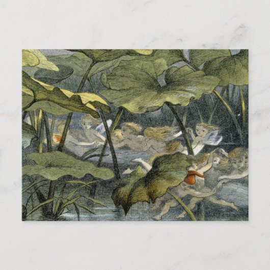 Hölzerne Elfe am Spiel, Illustration von 'in Postkarte (Vorderseite)