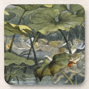 Hölzerne Elfe am Spiel, Illustration von 'in Untersetzer