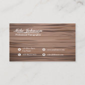 Hölzerne Fotografie mit Kamera - Visitenkarte (Rückseite)