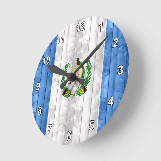 Hölzerne guatemaltekische Flagge Runde Wanduhr (Winkel)