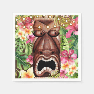 Hölzerne hawaiianische Tiki-Luau-Sommer-Geburtstag Serviette