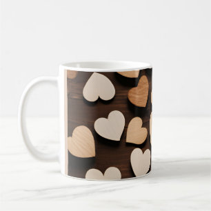 Hölzerne Herzen Beige Liebe Zeitlose Lässige Dekor Kaffeetasse