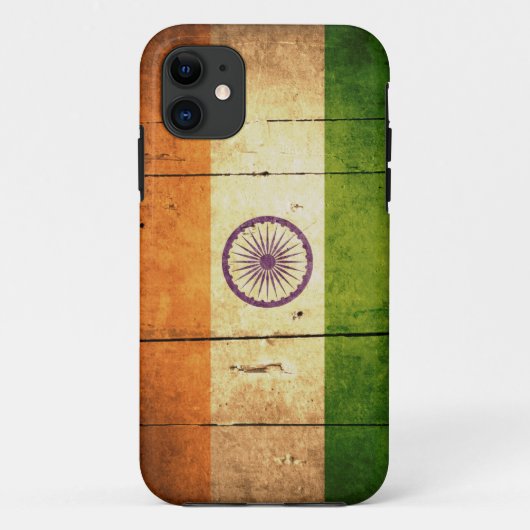 Hölzerne indische Flagge Case-Mate iPhone Hülle (Rückseite)