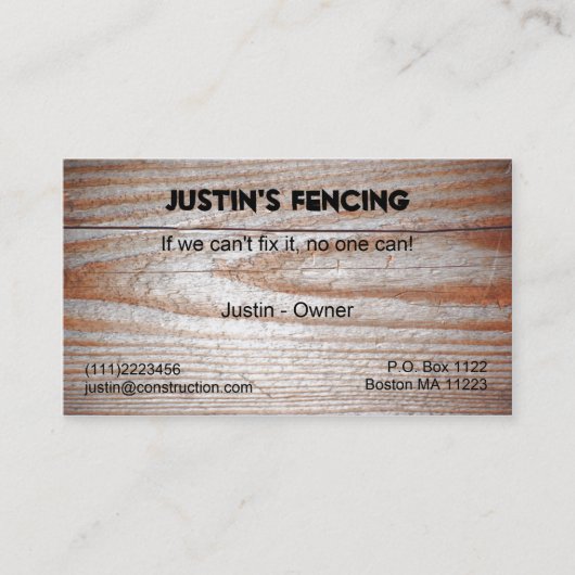 Hölzerne Korn-Visitenkarte Visitenkarte (Vorderseite)