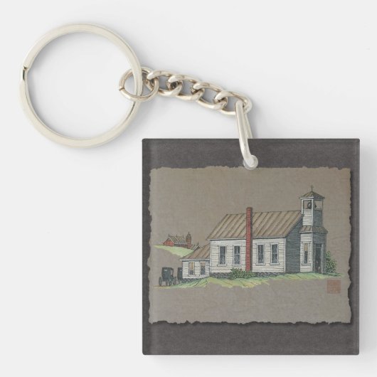 Hölzerne ländliche Kirche Schlüsselanhänger (Vorderseite)