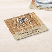Hölzerne Leinwand dankt Ihnen Hochzeit Rechteckiger Pappuntersetzer (angewinkelt)