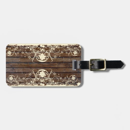 Hölzerne Planken, schäbiger Spitze-Gepäckanhänger Gepäckanhänger (Vorderseite horizontal)