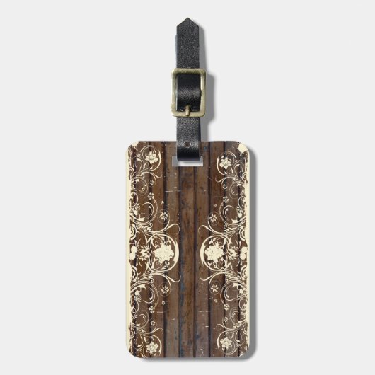 Hölzerne Planken, schäbiger Spitze-Gepäckanhänger Gepäckanhänger (Vorderseite vertikal)