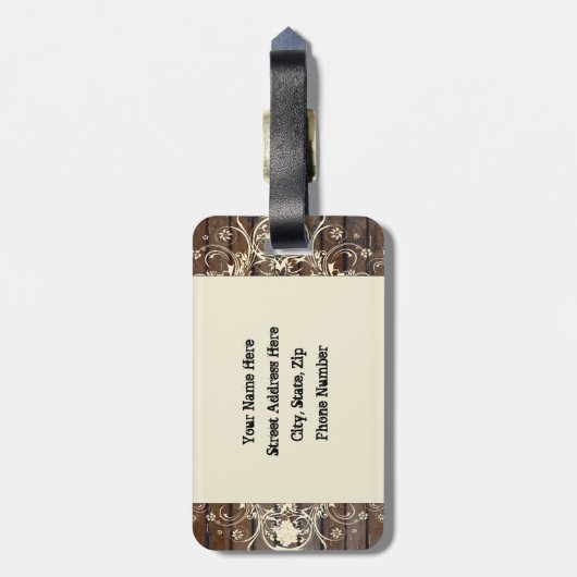 Hölzerne Planken, schäbiger Spitze-Gepäckanhänger Gepäckanhänger (Rückseite vertikal)