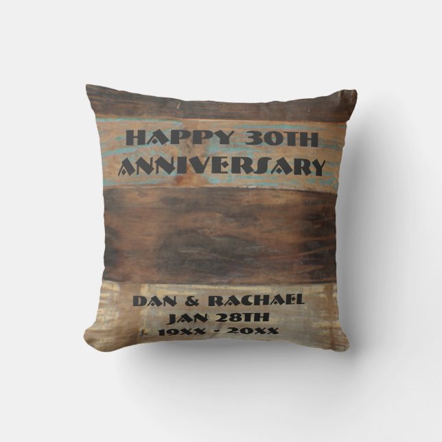 Hölzerne Platten-30. Jahrestag Kissen (Vorderseite)