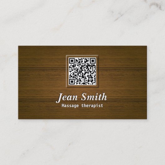 Hölzerne QR Code-Massage-Therapeut-Visitenkarte Visitenkarte (Vorderseite)