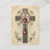 Hölzerne quere heilige Herz-Engels-Blumen-heilige Visitenkarte (Vorderseite)