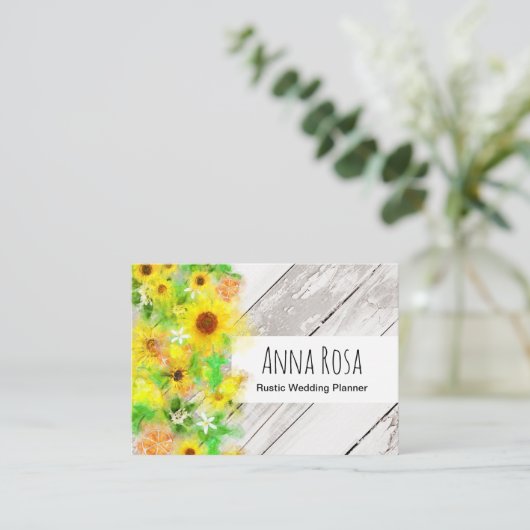 *~* hölzerne rustikale Vintage Visitenkarte (Stehend Vorderseite)