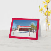 Hölzerne Scheune, rote Türen, Silo u. Zaun Karte (Gelbe Blume)