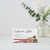 Hölzerne Stricknadelgarn-Stricker-Visitenkarte Visitenkarte (Stehend Vorderseite)