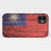 Hölzerne Taiwan-Flagge Case-Mate iPhone Hülle (Rückseite (Horizontal))