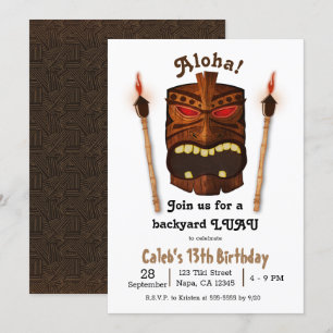 Hölzerne Tiki Aloha Polynesische Maske Luau Geburt Einladung
