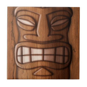 Hölzerne Tiki Maske Fliese