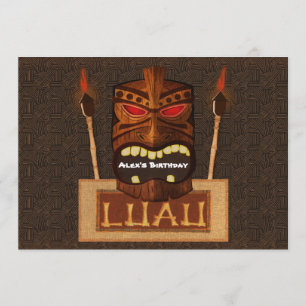 Hölzerne Tiki-Maske Vintage Retro Luau Sommerparty Einladung