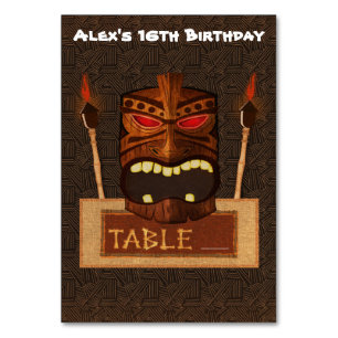 Hölzerne Tiki Maske Vintage Retro Luau Tischnummer