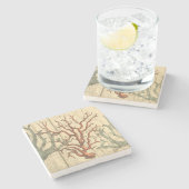 Hölzerne und kleine Koralle Steinuntersetzer (Seitenansicht)