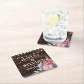 Hölzerne Untersetzer-rustikale rosa Blumen, die Rechteckiger Pappuntersetzer (Vor Ort)