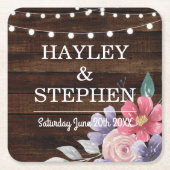 Hölzerne Untersetzer-rustikale rosa Blumen, die Rechteckiger Pappuntersetzer (Vorderseite)