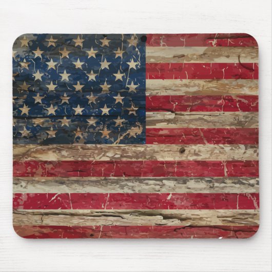Hölzerne Vintage amerikanische Flagge Mousepad (Vorne)