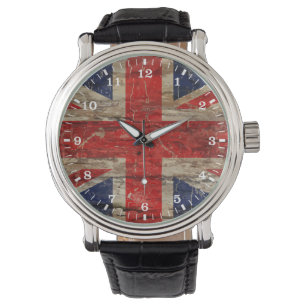 Hölzerne Vintage Gewerkschafts-Jack-Flagge Armbanduhr