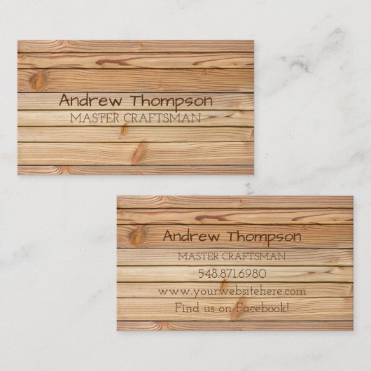 Hölzerne Visitenkarte (Vorne/Hinten)