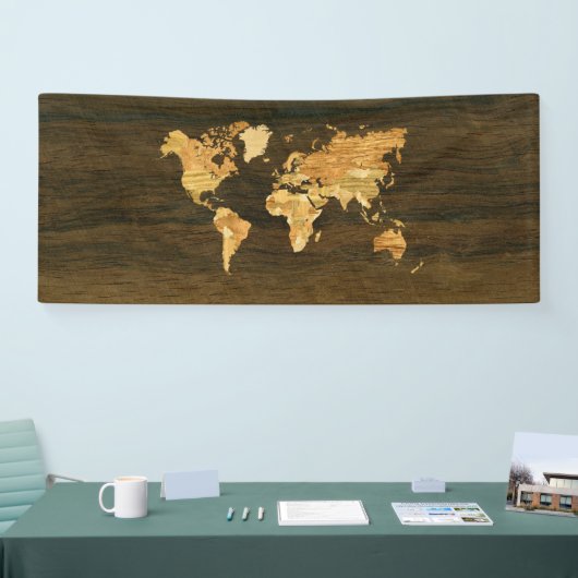 Hölzerne Weltkarte Banner (Messe)