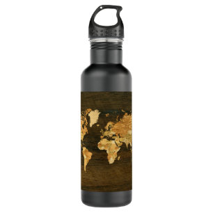 Hölzerne Weltkarte Edelstahlflasche