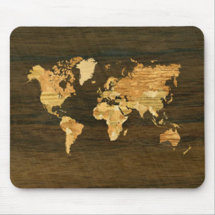 Hölzerne Weltkarte Mousepad