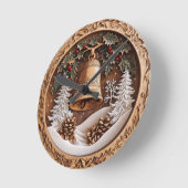 Hölzerne Winterglocke, handgefertigte KI-Designuhr Runde Wanduhr (Winkel)