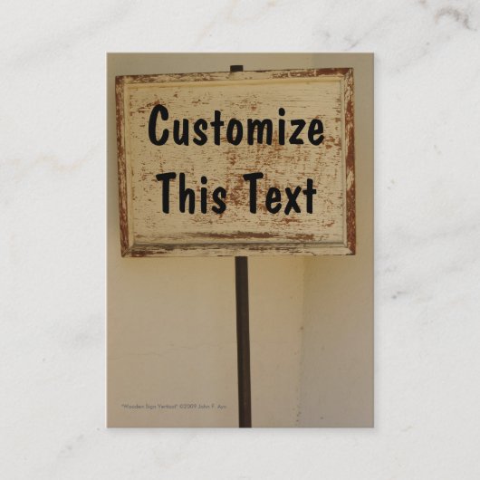 Hölzerne Zeichen-Vertikale-Visitenkarte Visitenkarte (Vorderseite)