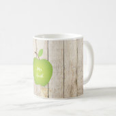 Hölzernen Platten-Grün-Apple-Lehrers Kaffeetasse (VorderseiteRechts)
