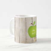 Hölzernen Platten-Grün-Apple-Lehrers Kaffeetasse (Vorderseite Links)