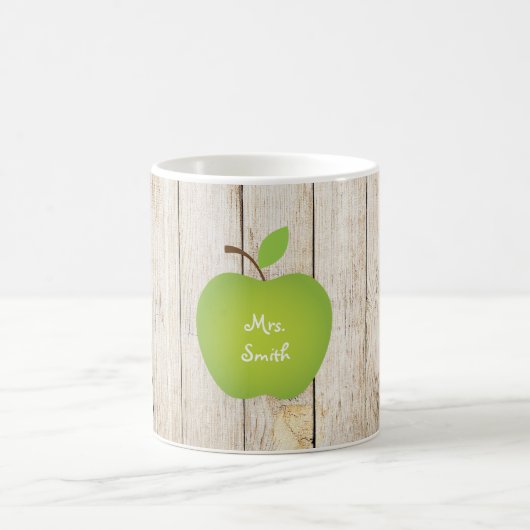 Hölzernen Platten-Grün-Apple-Lehrers Kaffeetasse (Mittel)