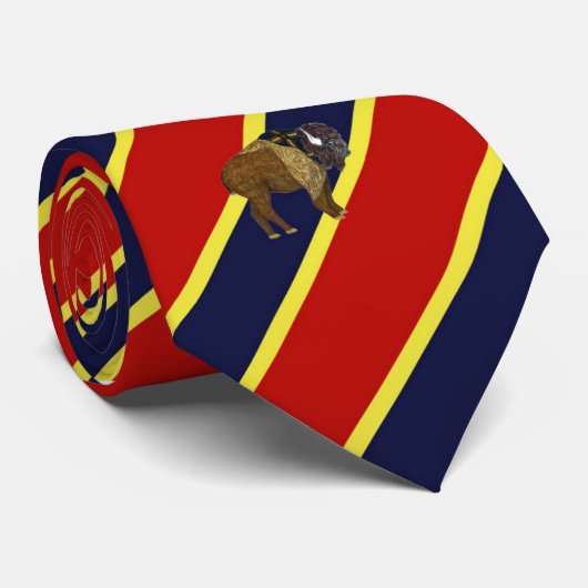 Hölzerner Abzeichen-Büffel Striped KleiderKrawatte Krawatte (Gerollt)