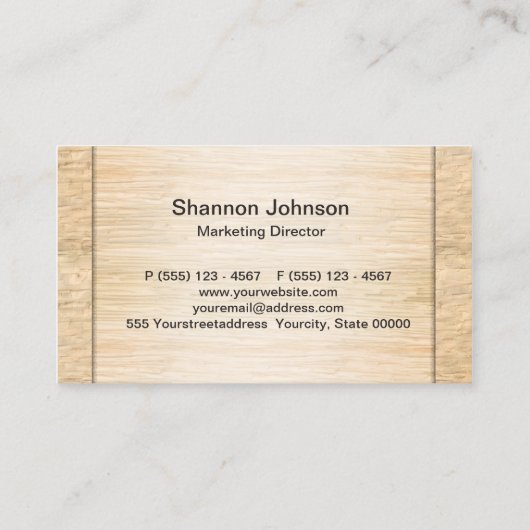 Hölzerner Bambushintergrund Visitenkarte (Rückseite)